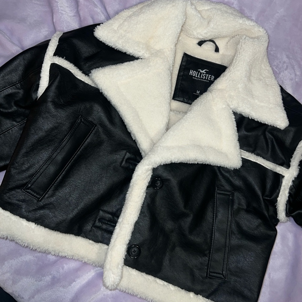 Hollister leather Sherpa jacket
